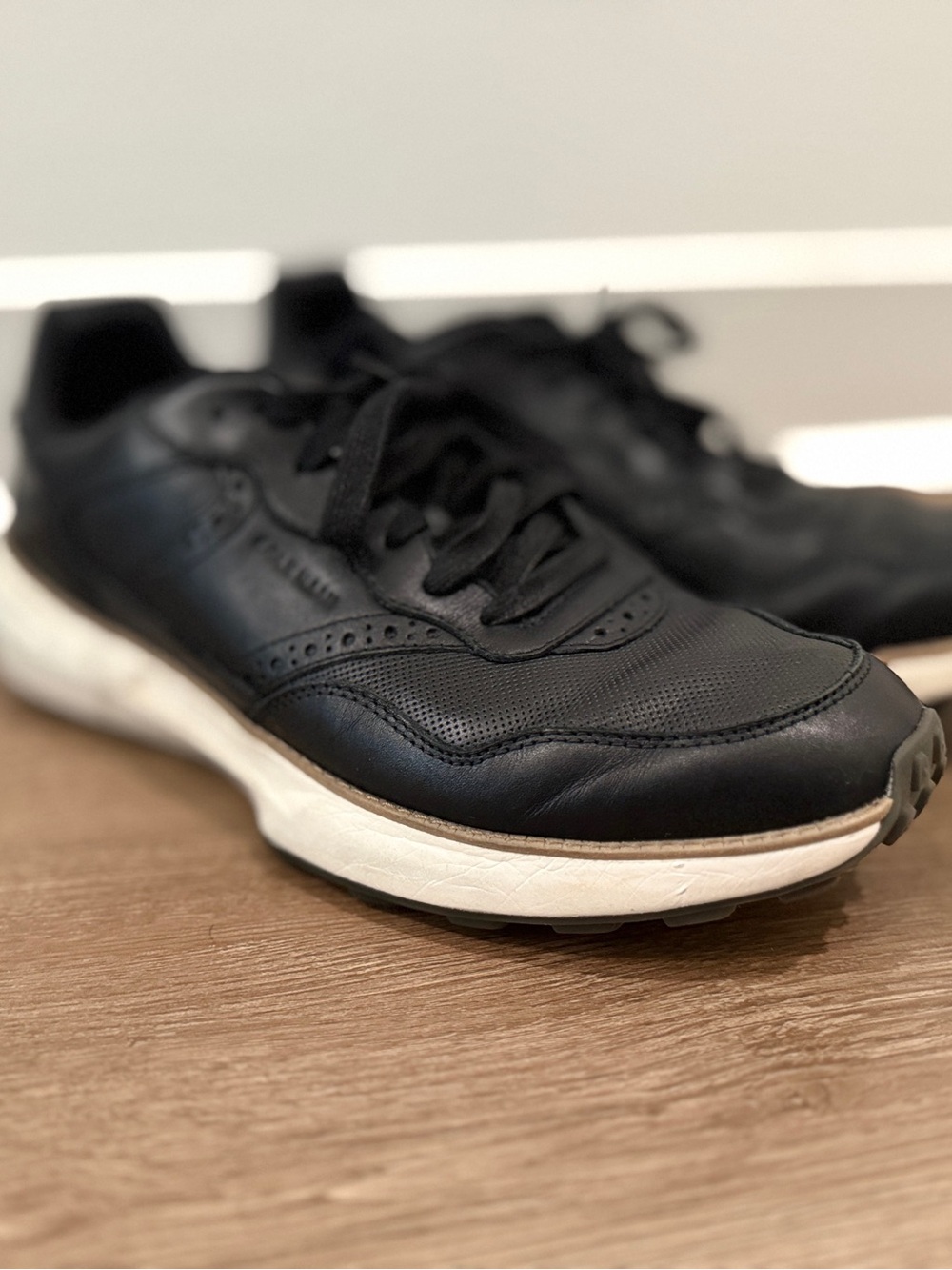 Cole Haan Black Leather Sneakers with White Sole